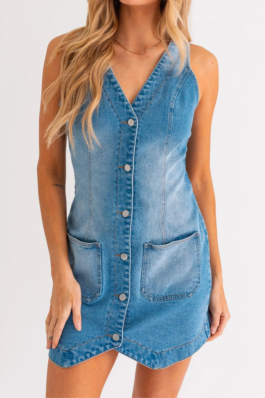 Le Lis Denim Mini Dress - Small