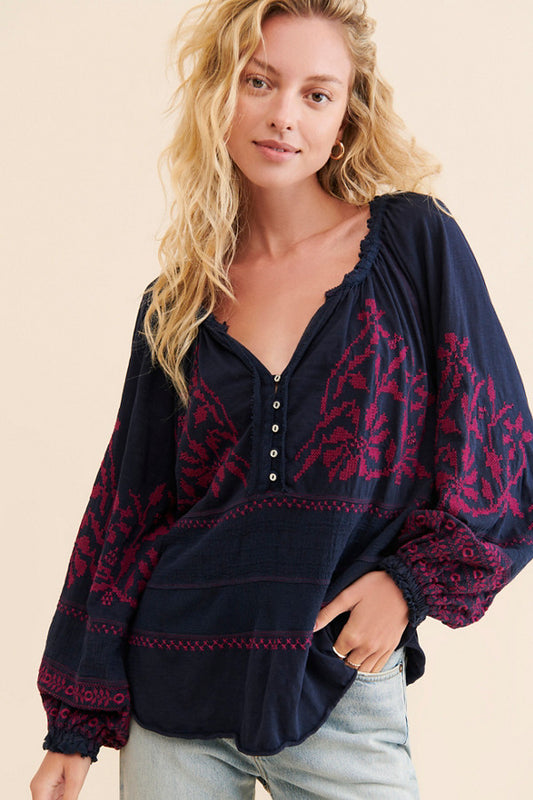 Free People Persuasion Top in Navy - Medium