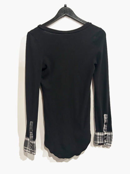 Free People Lou Flannel Cuff Thermal in Black - Large