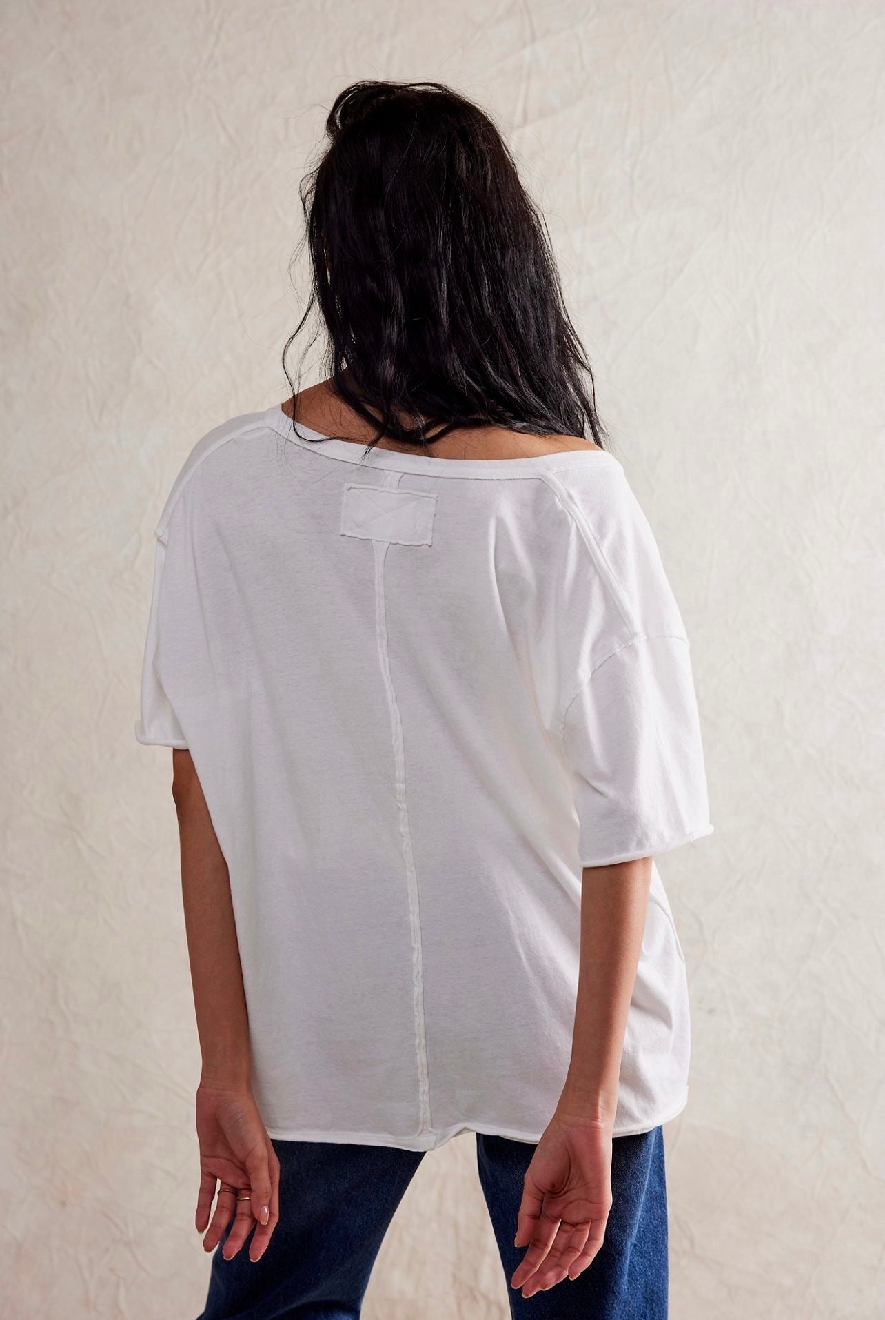Free People Nina V-Neck Tee in Ivory - Medium