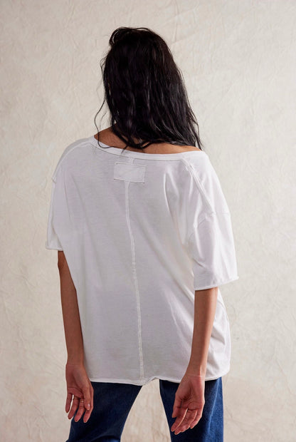 Free People Nina V-Neck Tee in Ivory - Medium