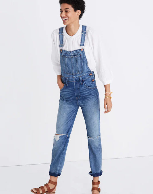Madewell Straight-Leg Overalls in Bernard Wash - XS