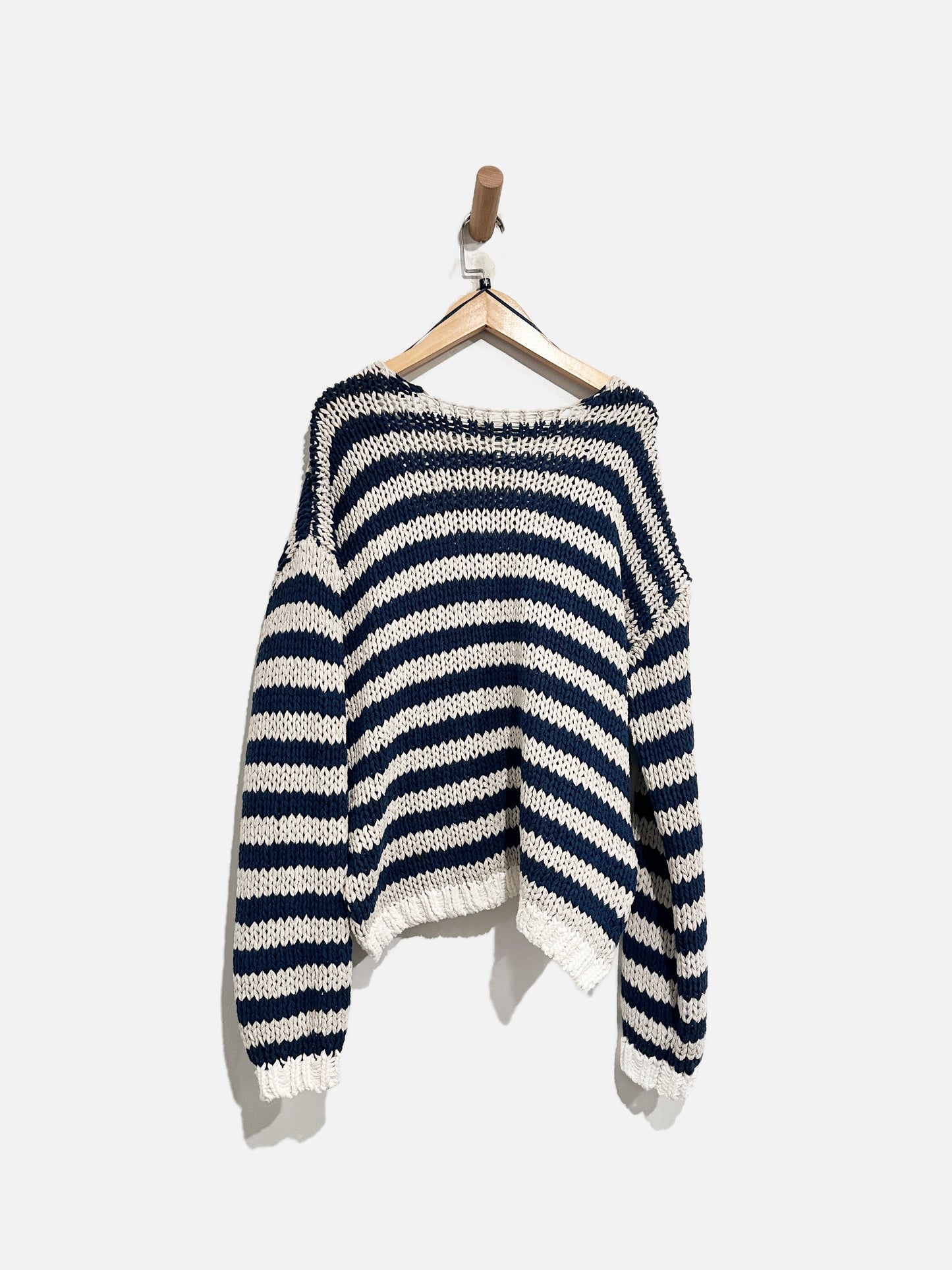 Free People Portland Blue Stripe Chunky Knit Top - XS