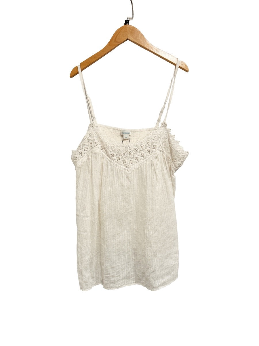 Sundance White Lace Trim Tank - Large