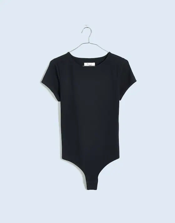 Madewell Crewneck Thong Bodysuit in True Black - Small