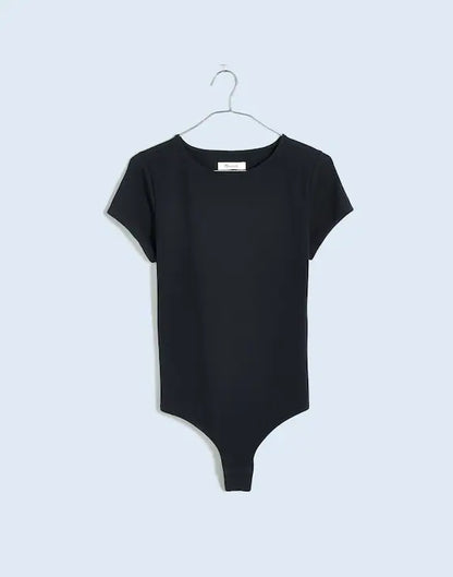 Madewell Crewneck Thong Bodysuit in True Black - Small