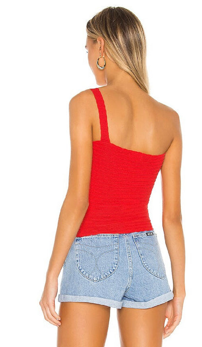 Superdown One Shoulder Tank in Watermelon - XS
