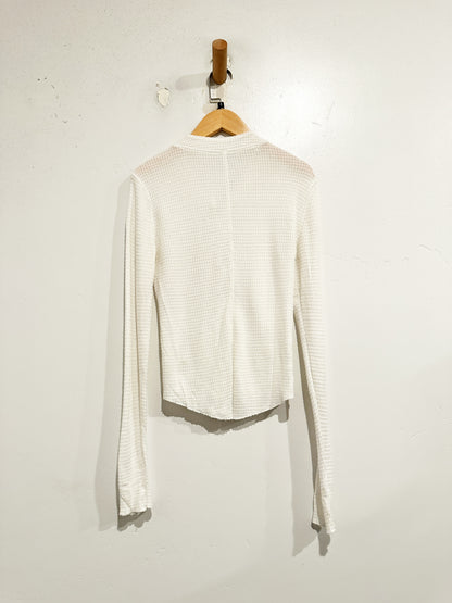 Free People White Waffle Knit Top - Small