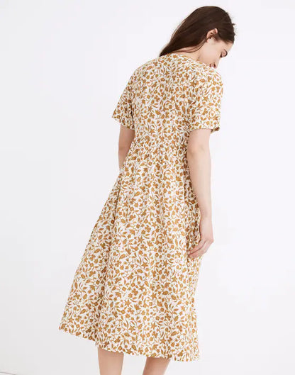 Madewell Button-Front Midi Dress in Batik Vine -  XS