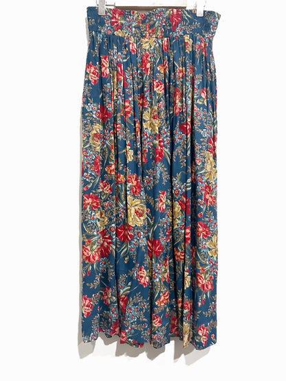 Susan Bristol Vintage Blue Floral Maxi Skirt - 8
