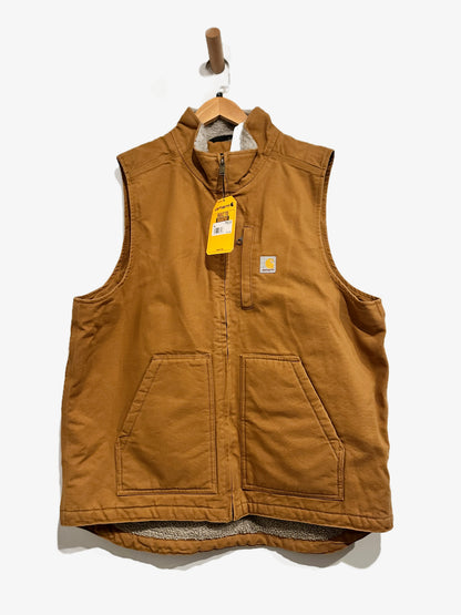 Carhartt NWT Washed Duck Mock-Neck Vest in Brown - Large Tall