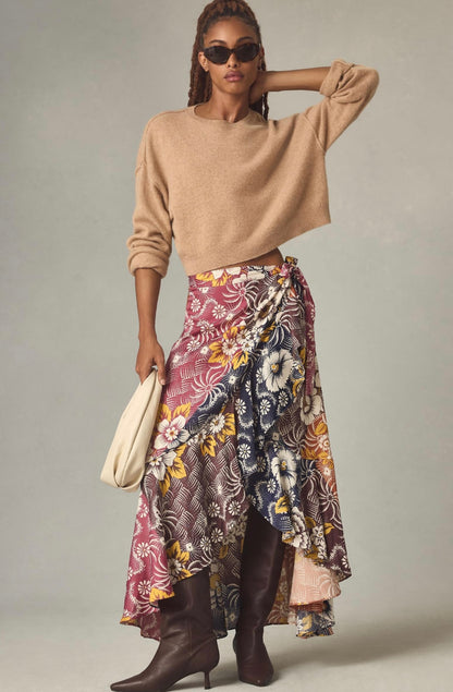 Anthropologie Maeve Floral Wrap Maxi Skirt - Large