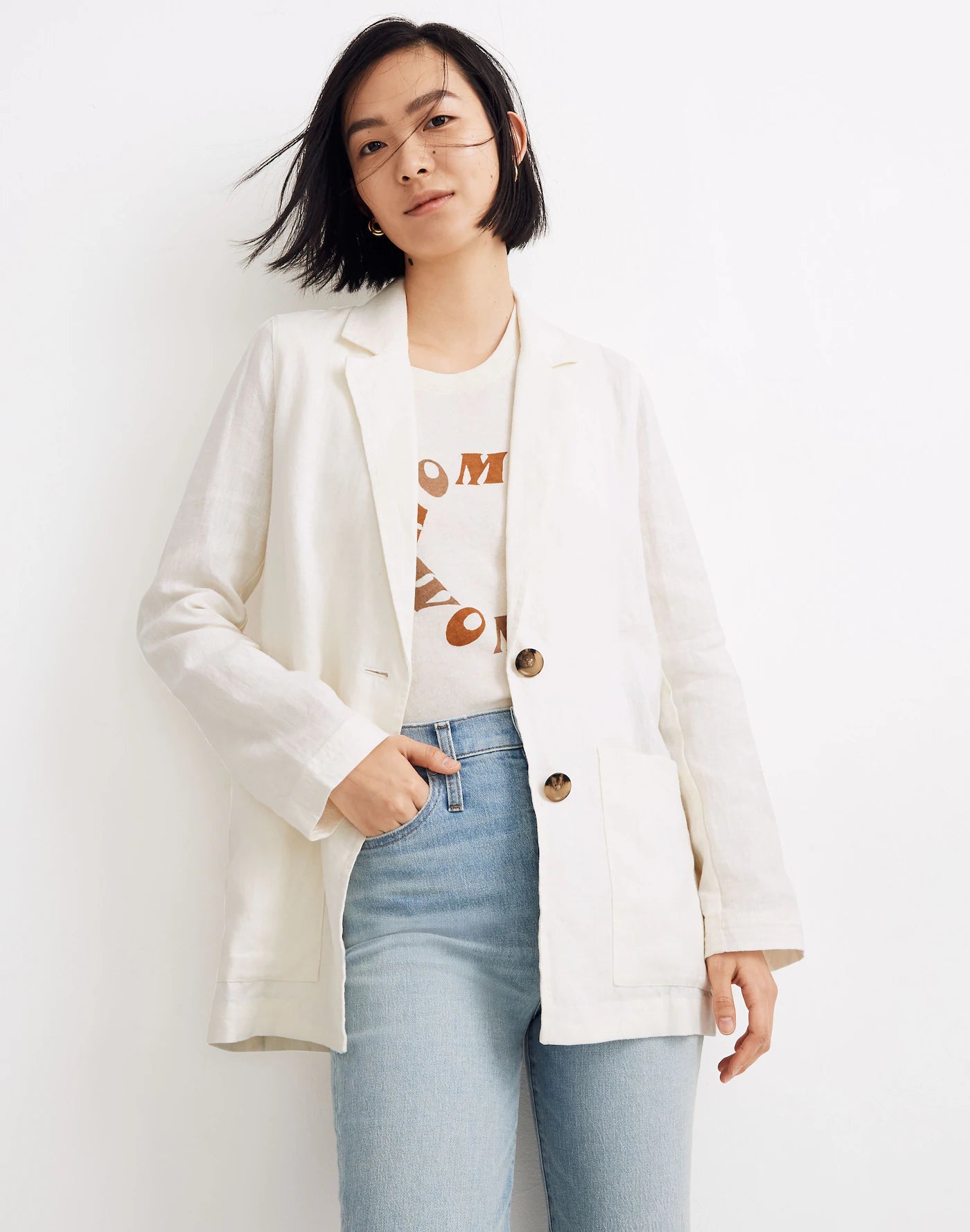 Madewell White Linen Blazer - Small
