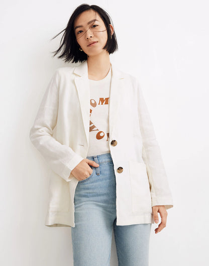 Madewell White Linen Blazer - Small