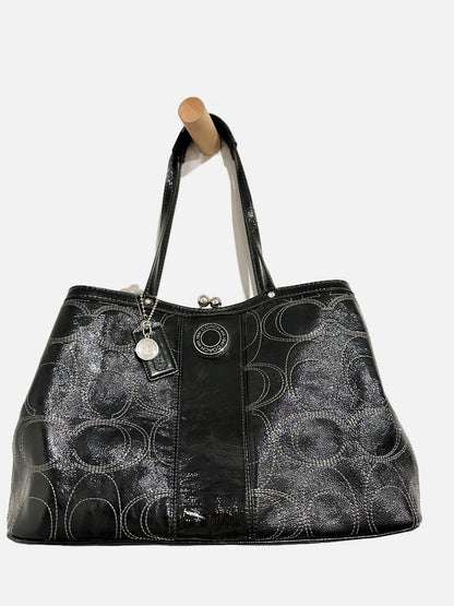 Coach Black Patent Logo Handbag