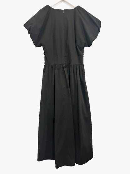 Avec Les Filles Black Puff Sleeve Midi Dress - 10