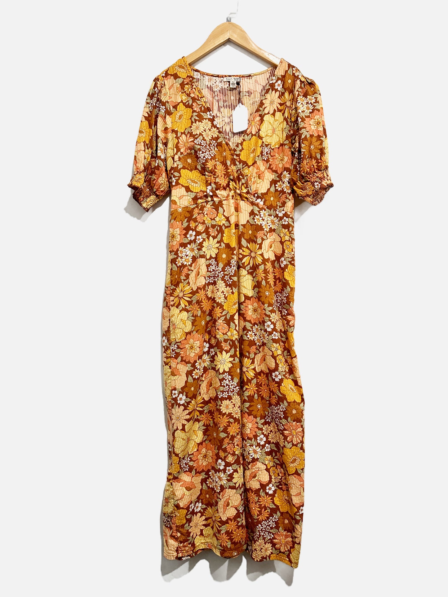 Billabong x Salty Blonde Brown Floral Maxi Dress - Large