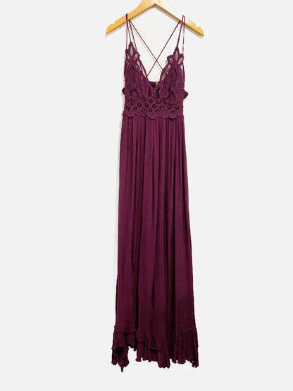 Free People Adella Lace Maxi Dress in Purple - XS