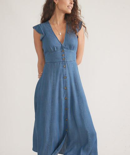 Marine Layer Camila Midi Dress Medium Wash - Medium