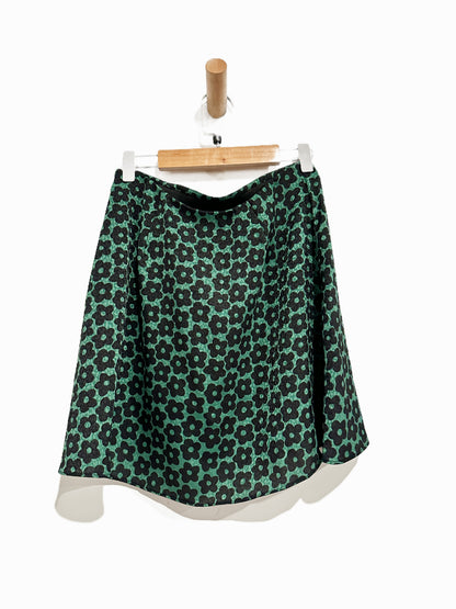 Urban Outfitters Green and Black Floral Button Mini Skirt - Small
