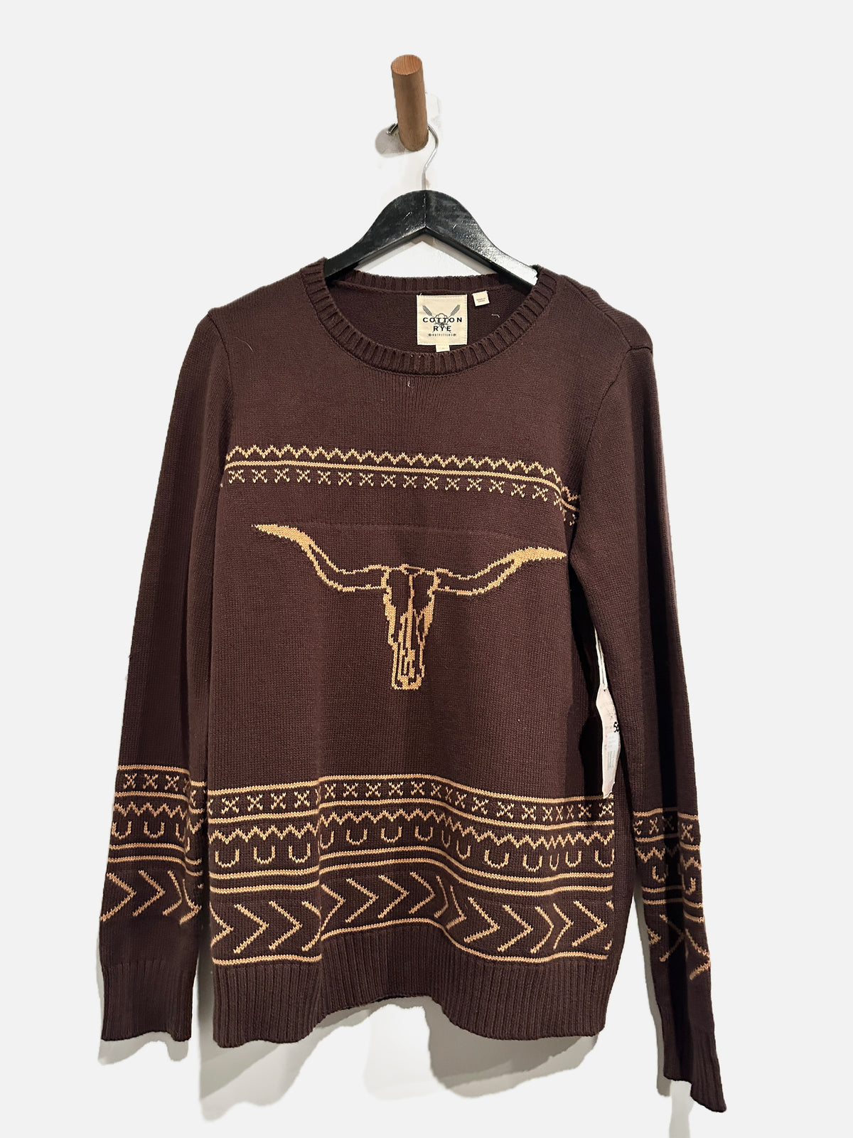Cotton & Rye Brown Longhorn Sweater - Large