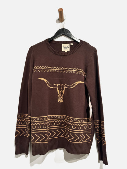 Cotton & Rye Brown Longhorn Sweater - Large