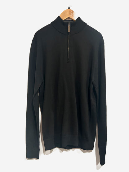 Nordstrom Men’s Shop Black Quarter Zip Sweater - Small