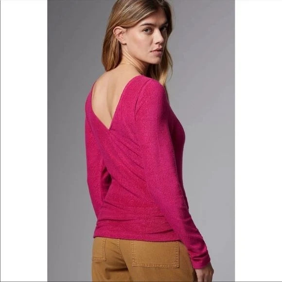 Anthropologie Saturday Sunday Rhea Ruched Long Sleeve Sweater Top - XS