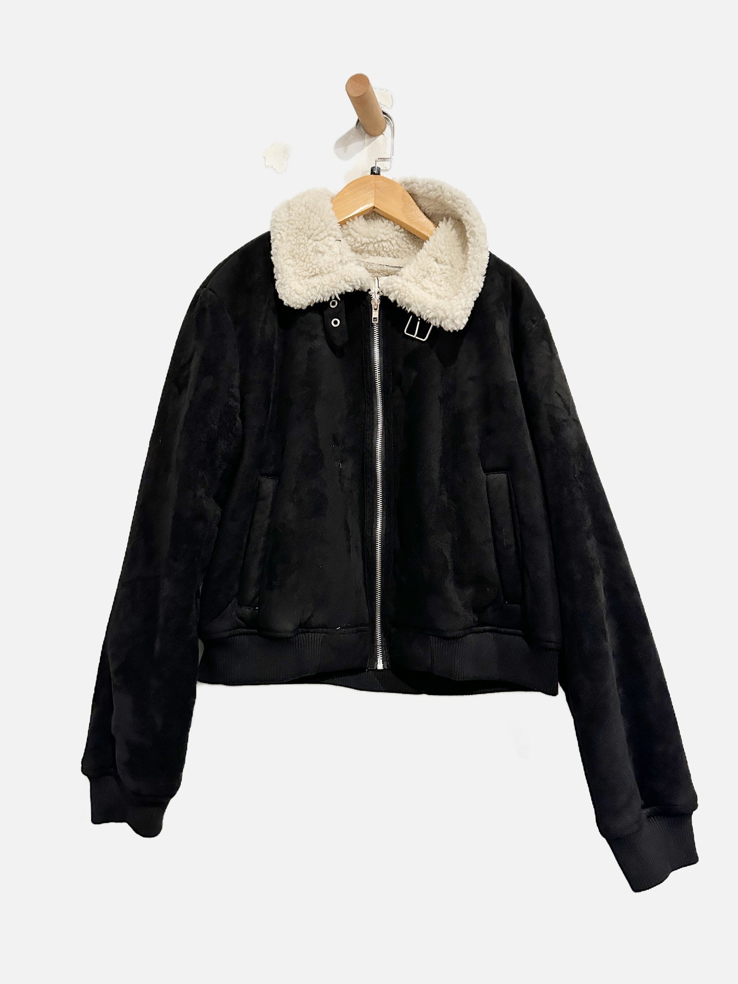 Active USA NWT Black Faux Suede Bomber - Large