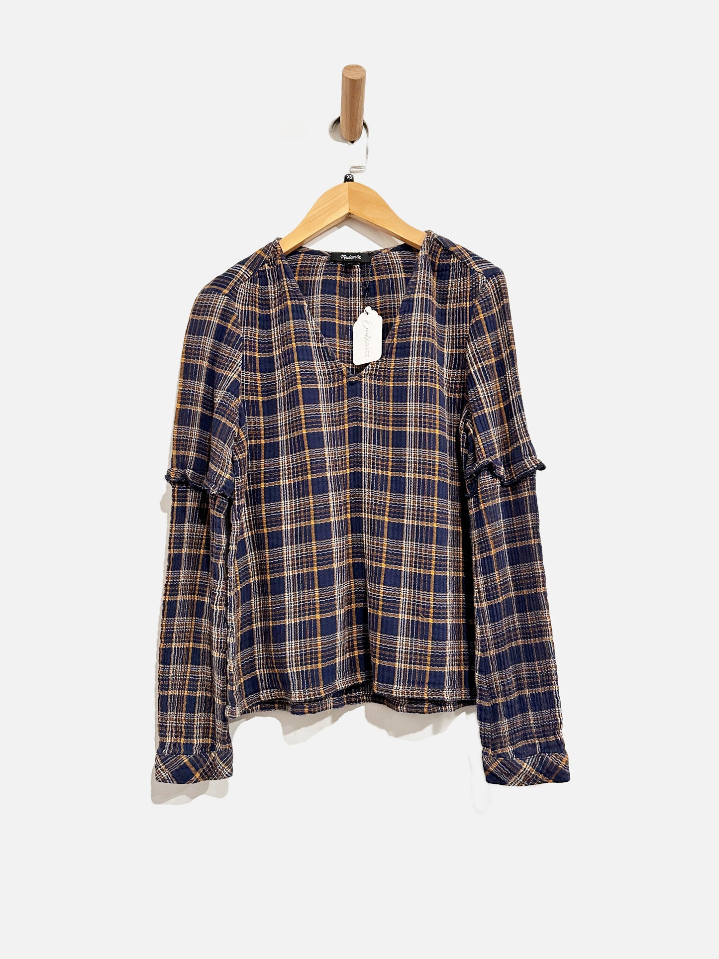 Madewell Navy Plaid Blouse - XS