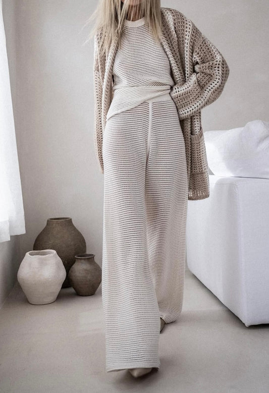 Free People x Tricia Fix White Crochet Knit Flare Pants - XS