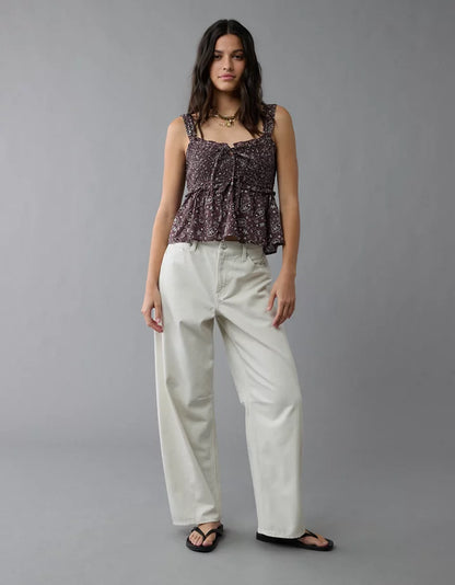 American Eagle Brown Paisley Print Tank - XXS