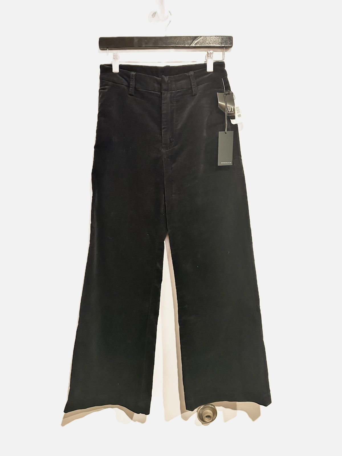 Kut NWT Meg High-Rise Velvet Wide Leg Pants in Black - 00
