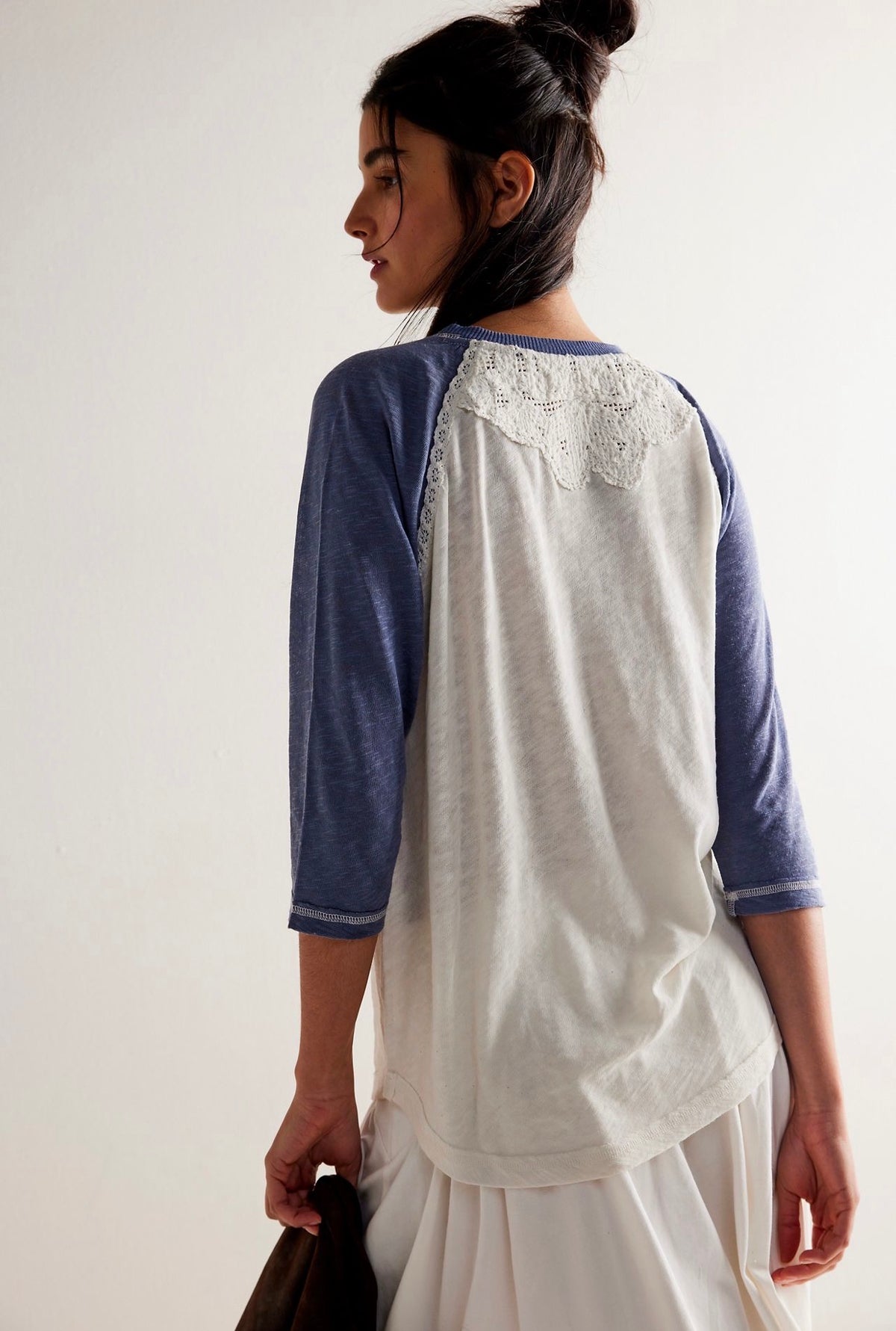 Free People Champ Crochet Baseball Tee - Small