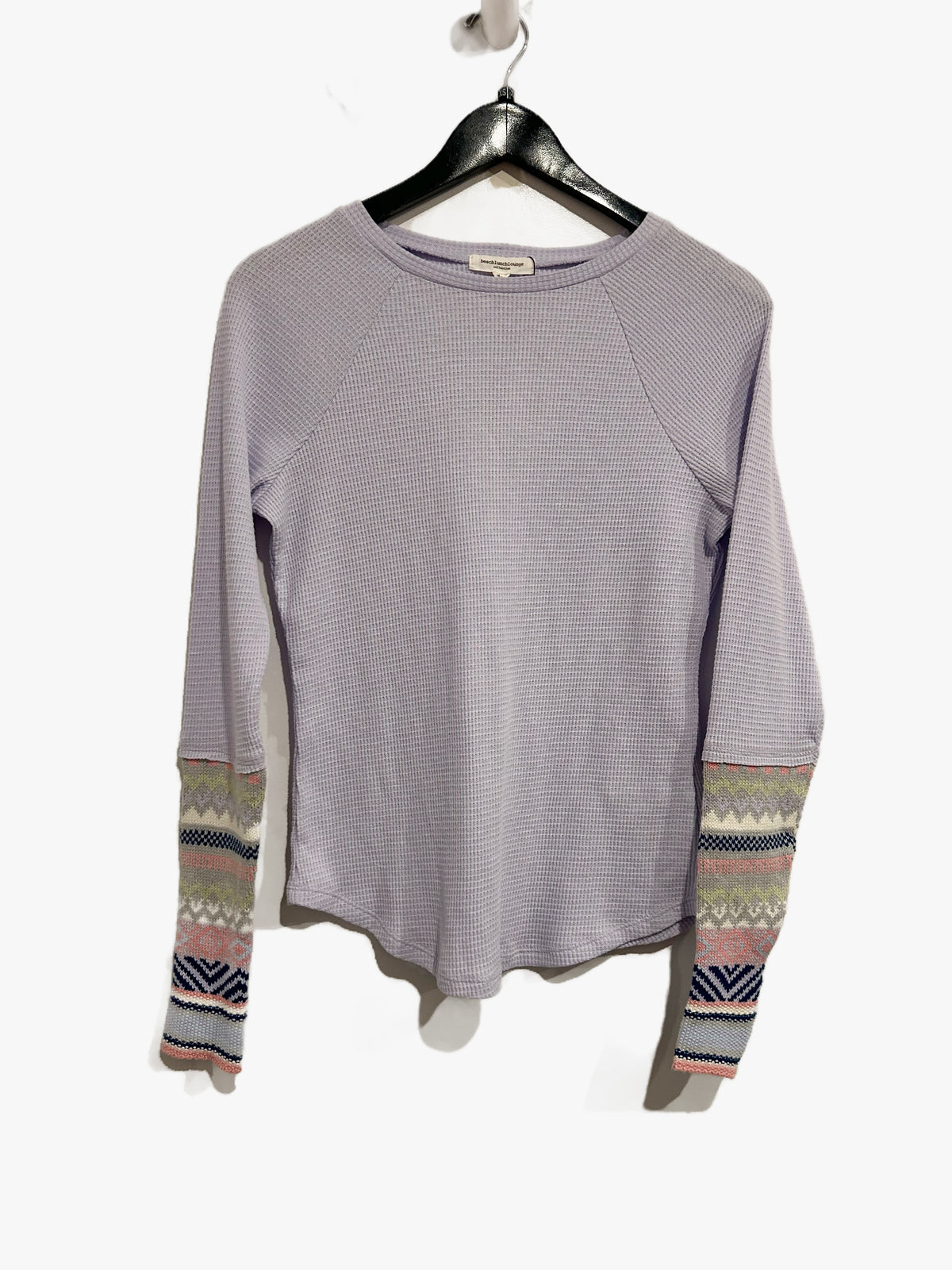 Beach Lunch Lounge Purple Fair Isle Cuff Thermal - XS