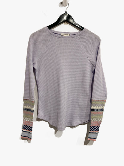 Beach Lunch Lounge Purple Fair Isle Cuff Thermal - XS