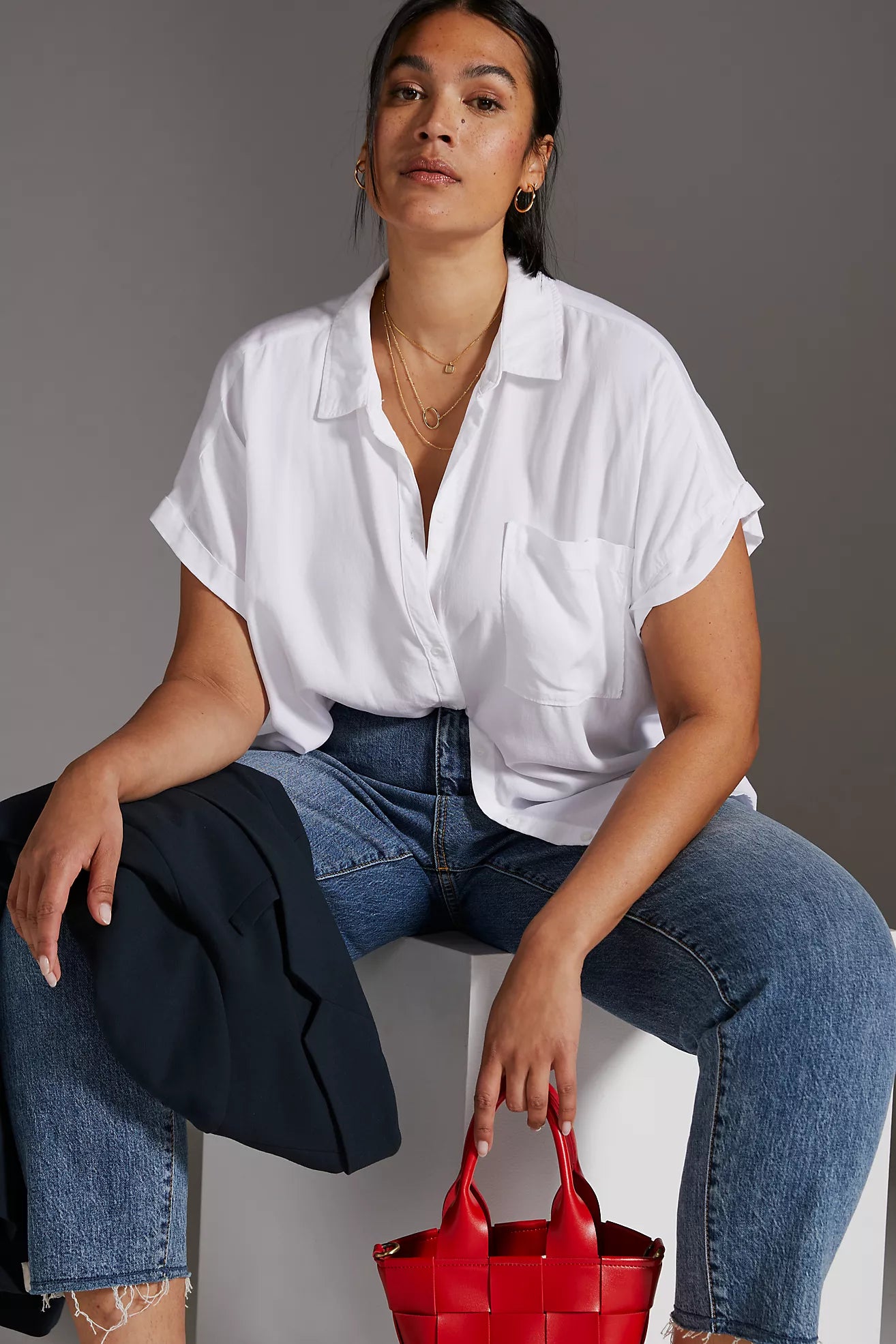 Cloth & Stone Breezy Buttondown Blouse in White - Small