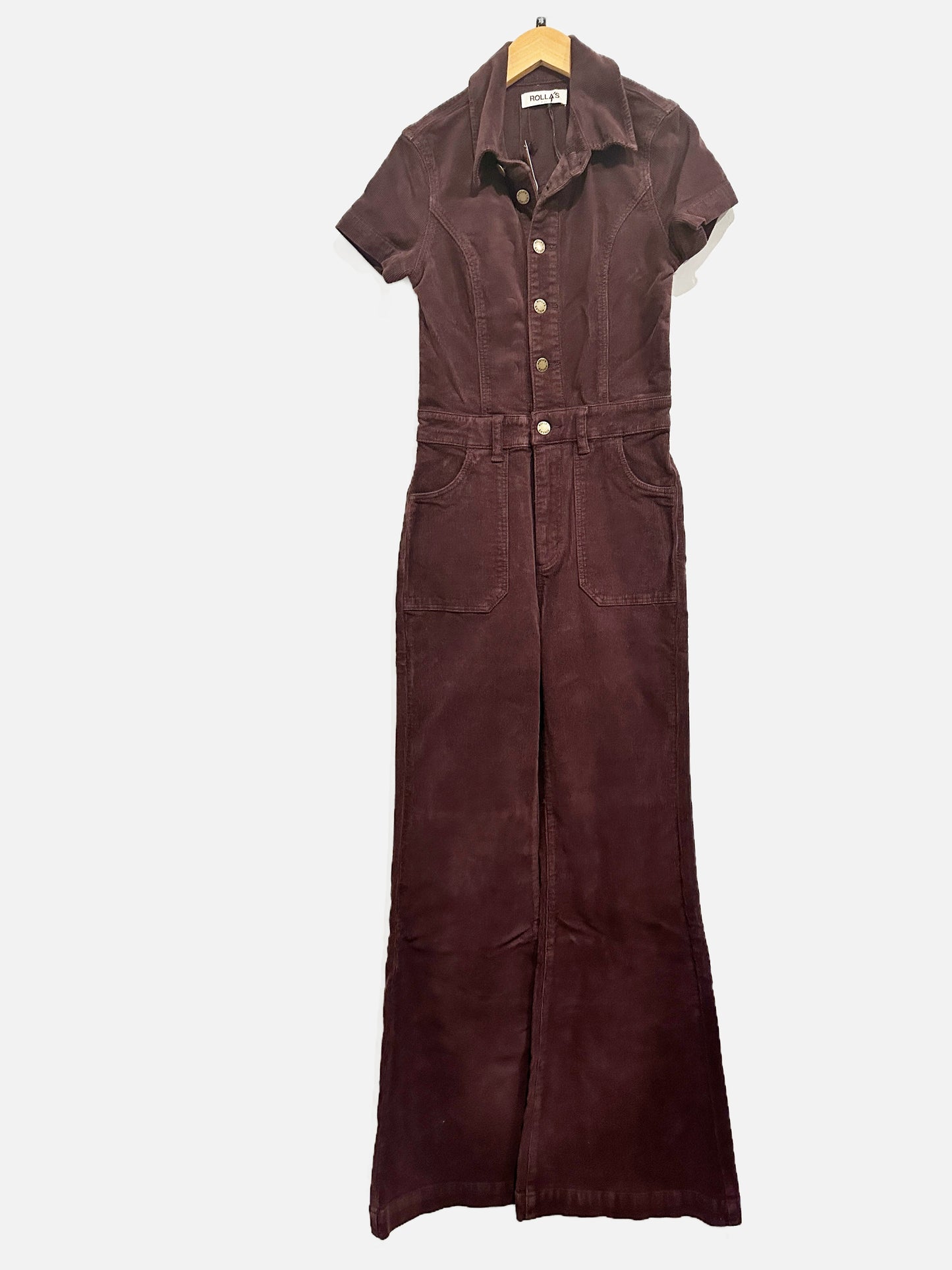 Rolla's Eastcoast Flare Corduroy Jumpsuit in Fig - Small