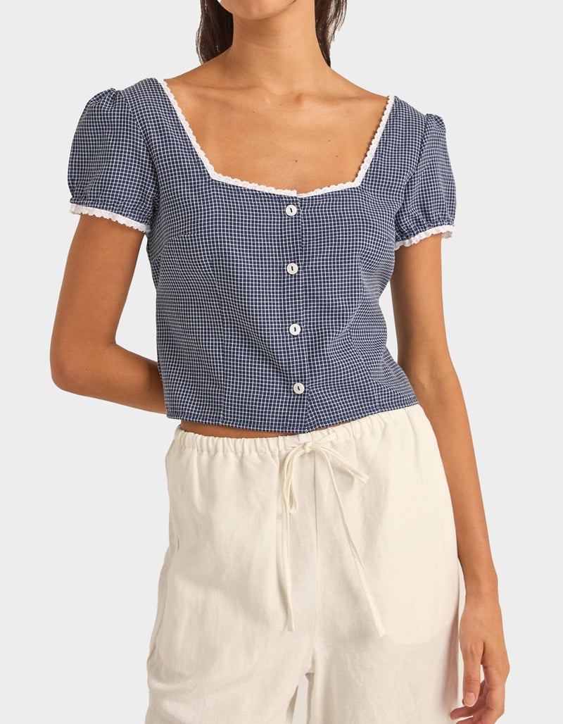 NWT Rhythm Sadie Navy Short Sleeve Top - Small