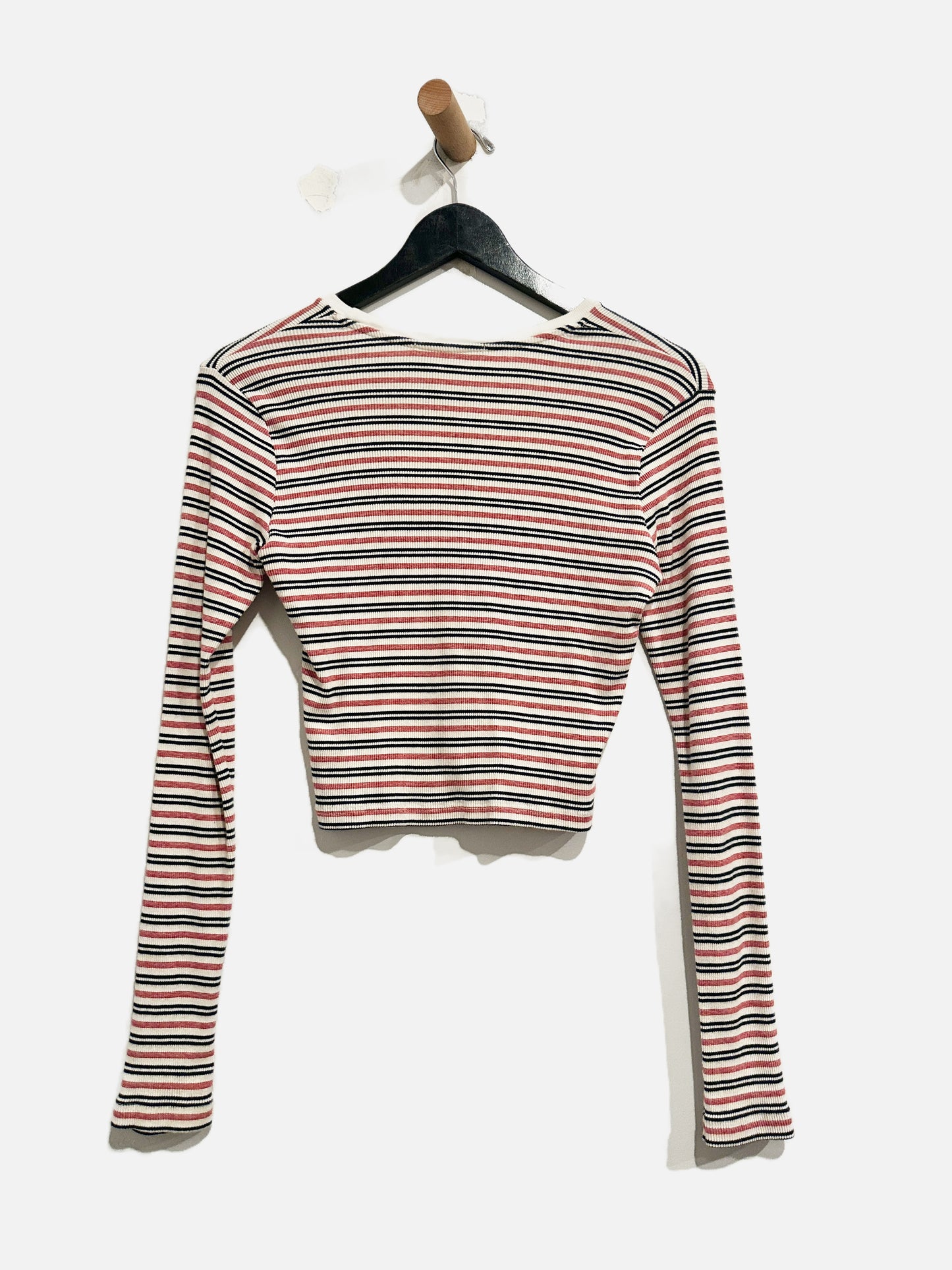 Brandy Melville Pink and Navy Stripe LS Tee