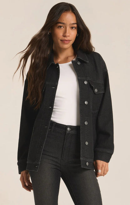 Z Supply Miles Denim Jacket in Black Sand - Large