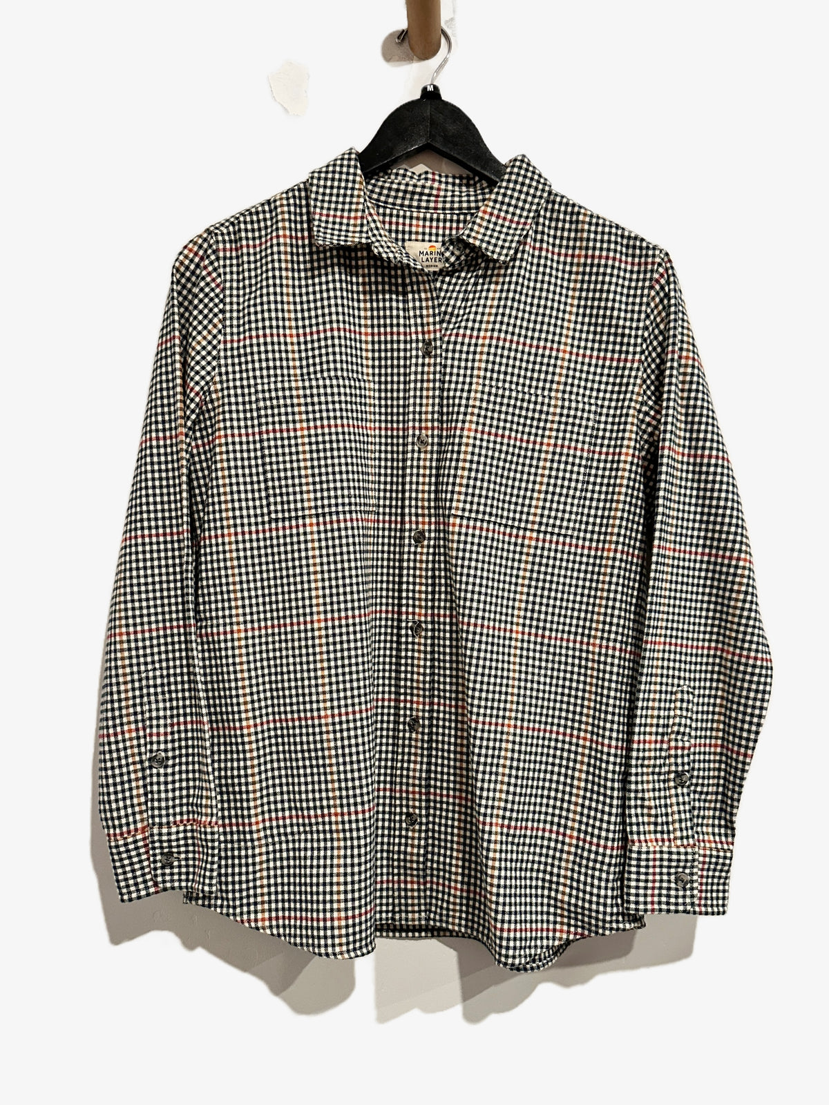 Marine Layer Black Check Flannel - Medium