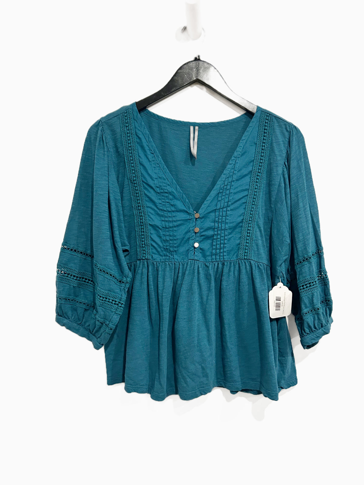 Anthropologie Kaye Pintucked Babydoll Top in Blue - Medium