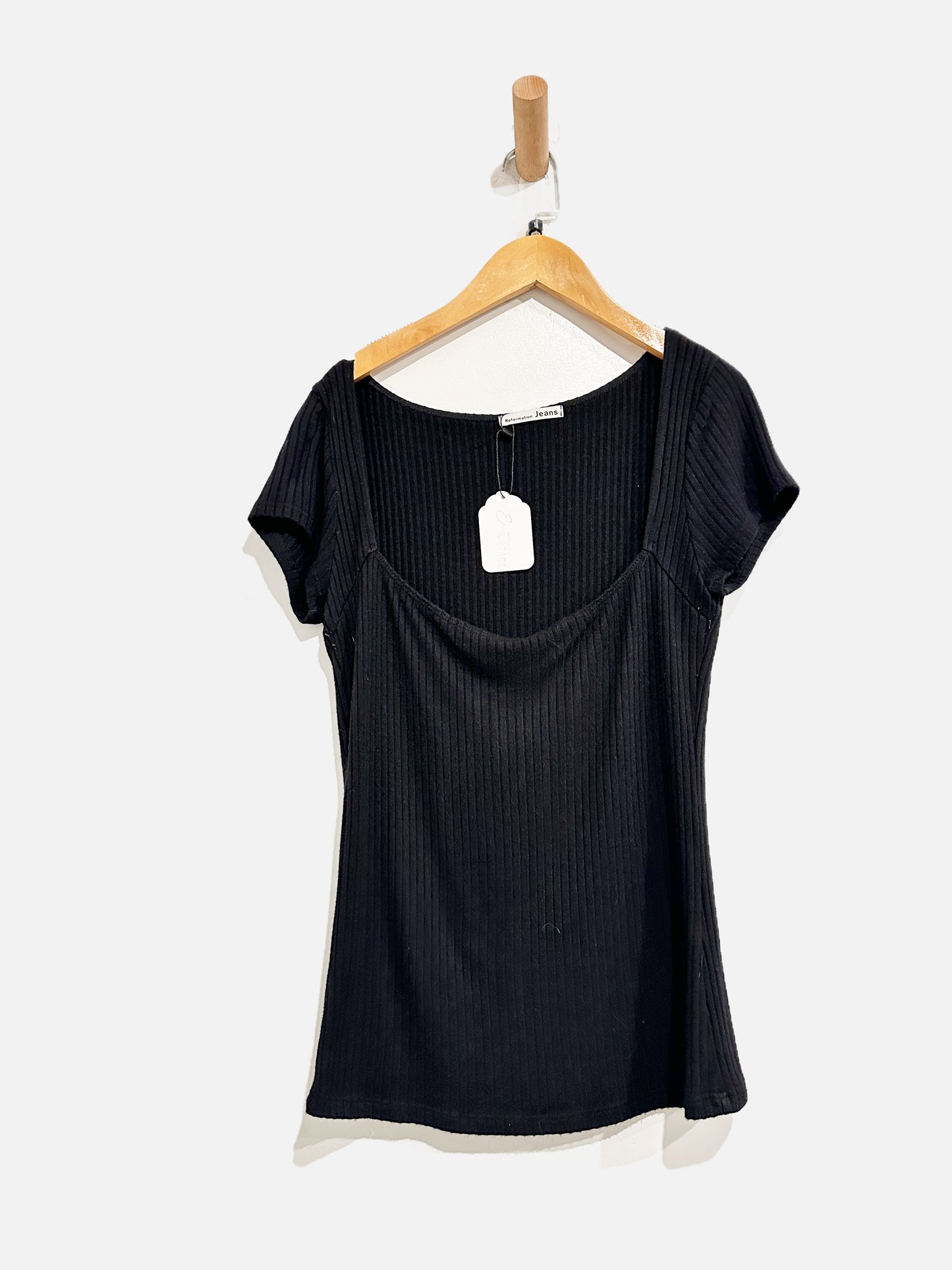 Reformation Black Ribbed Top - Large