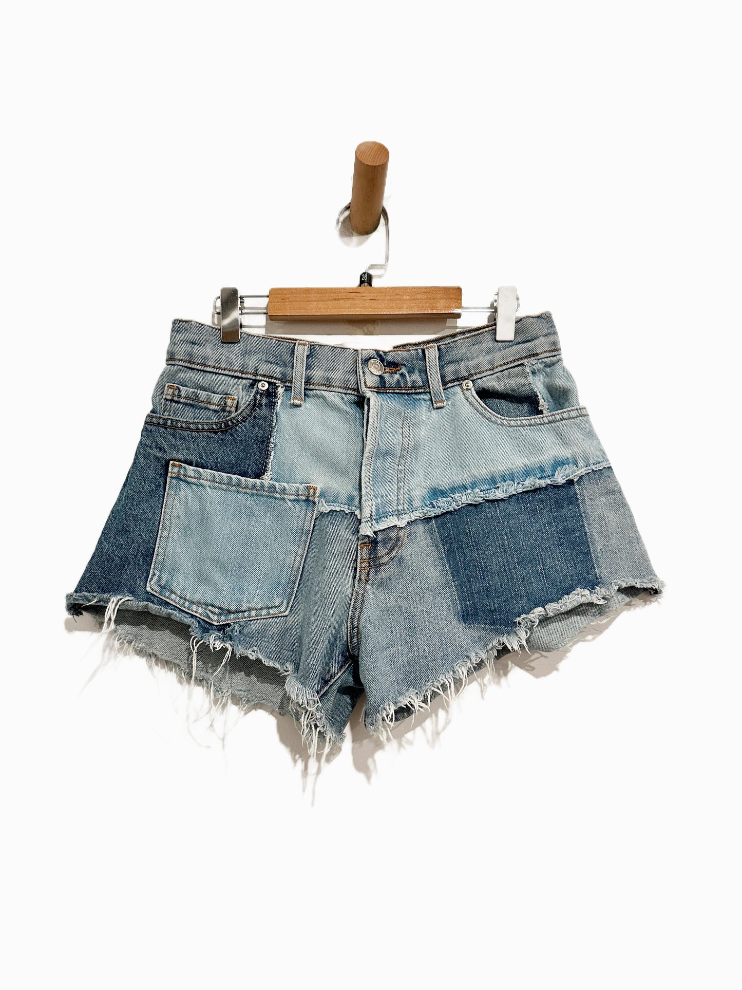 Revice Matchmaker Patchwork Denim Shorts in Love At First Sight - 26