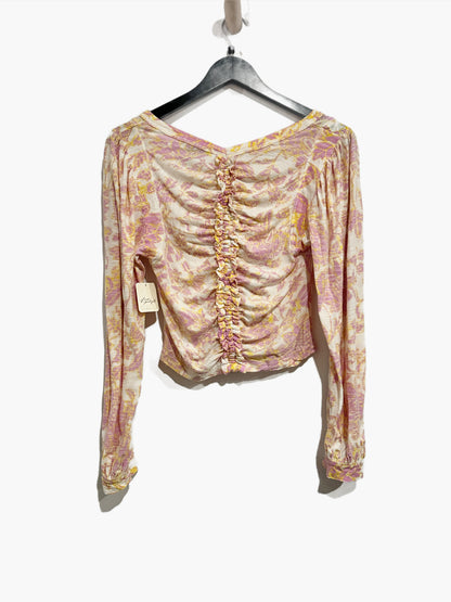 Free People NWT Say The Word Ruched Top in Champagne Dream - XS