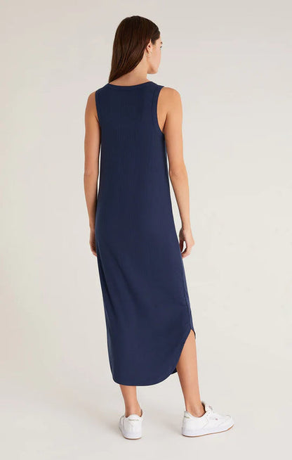 Z Supply Jaslyn Variegated Rib Midi Dress in Midnight Blue - XS