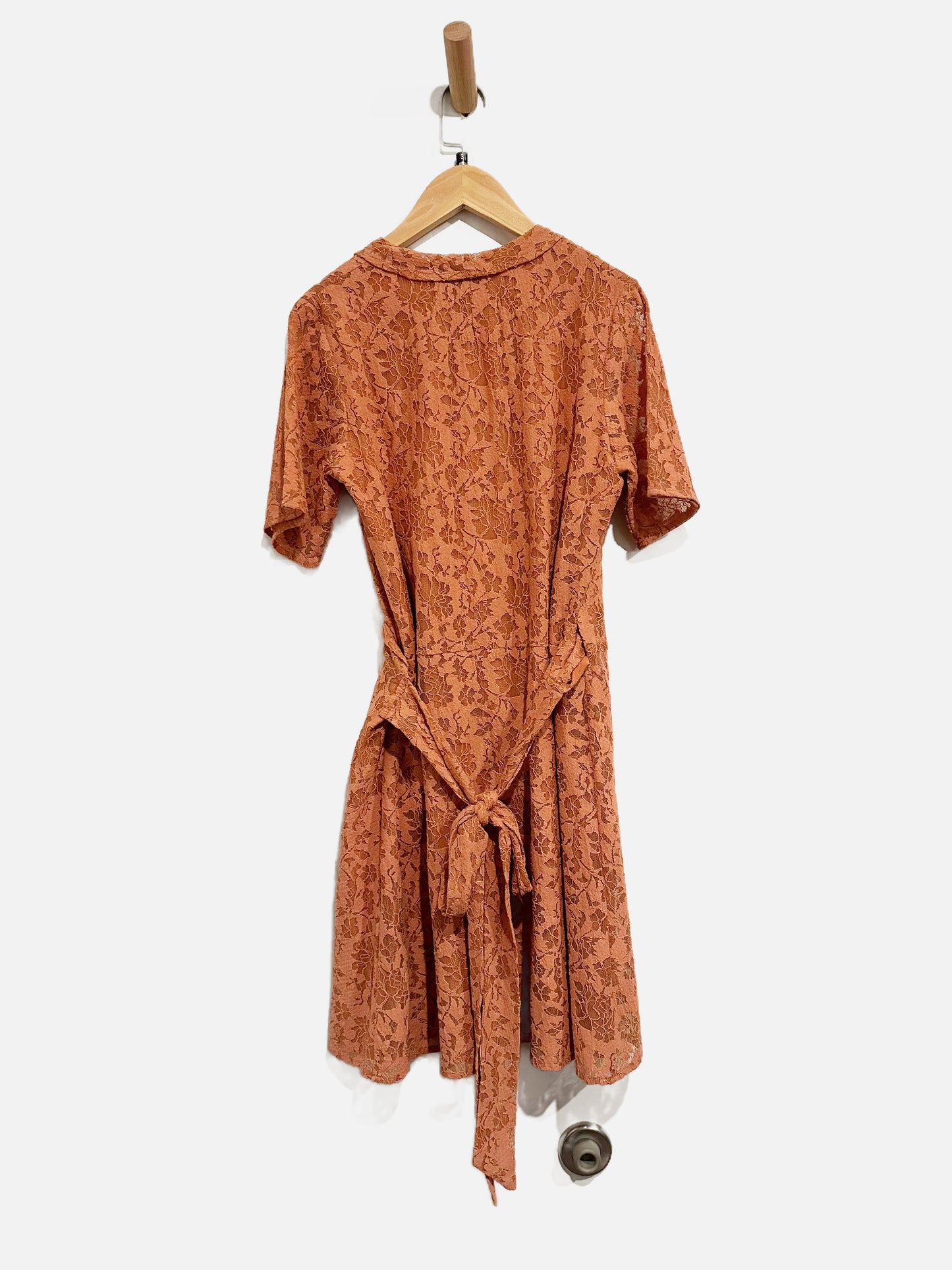 Molly Bracken Apricot Lace Wrap Dress - Large