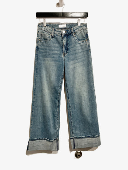 Kut Meg Fab-Ab High Rise Wide Leg Roll Up Jeans - 00