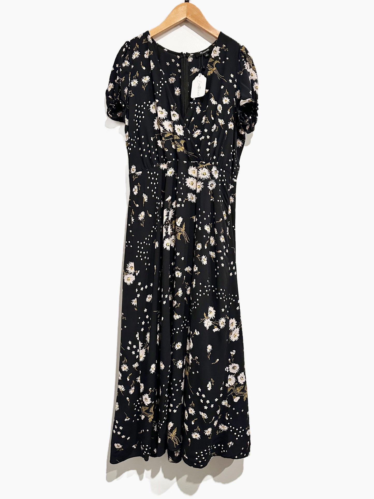 Madewell Puff-Sleeve Wrap-Front Midi Dress in Polka Daisies - 4